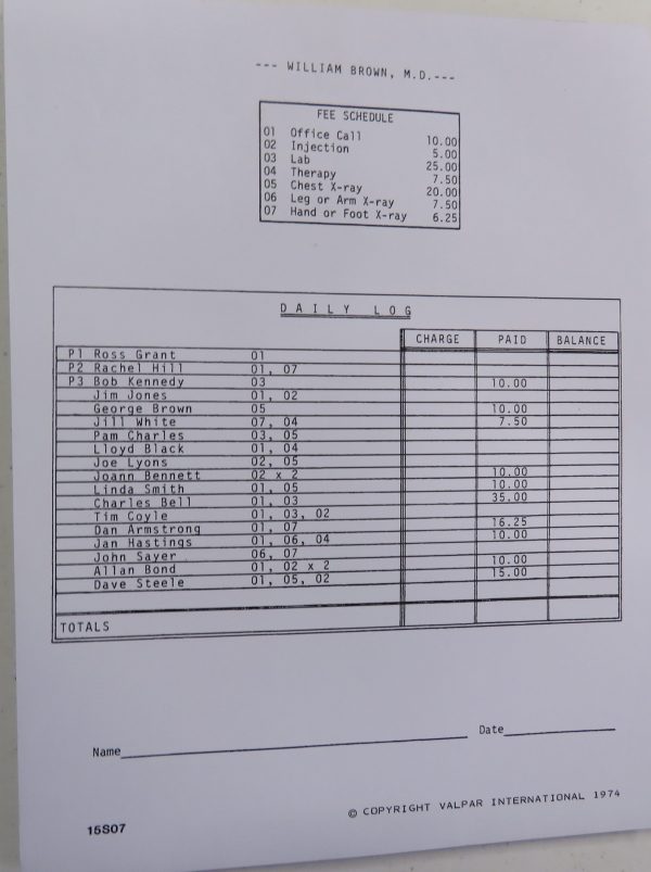 15S07     Daily Log Sheets