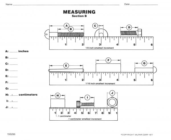 15S250     Measuring Answer Sheets